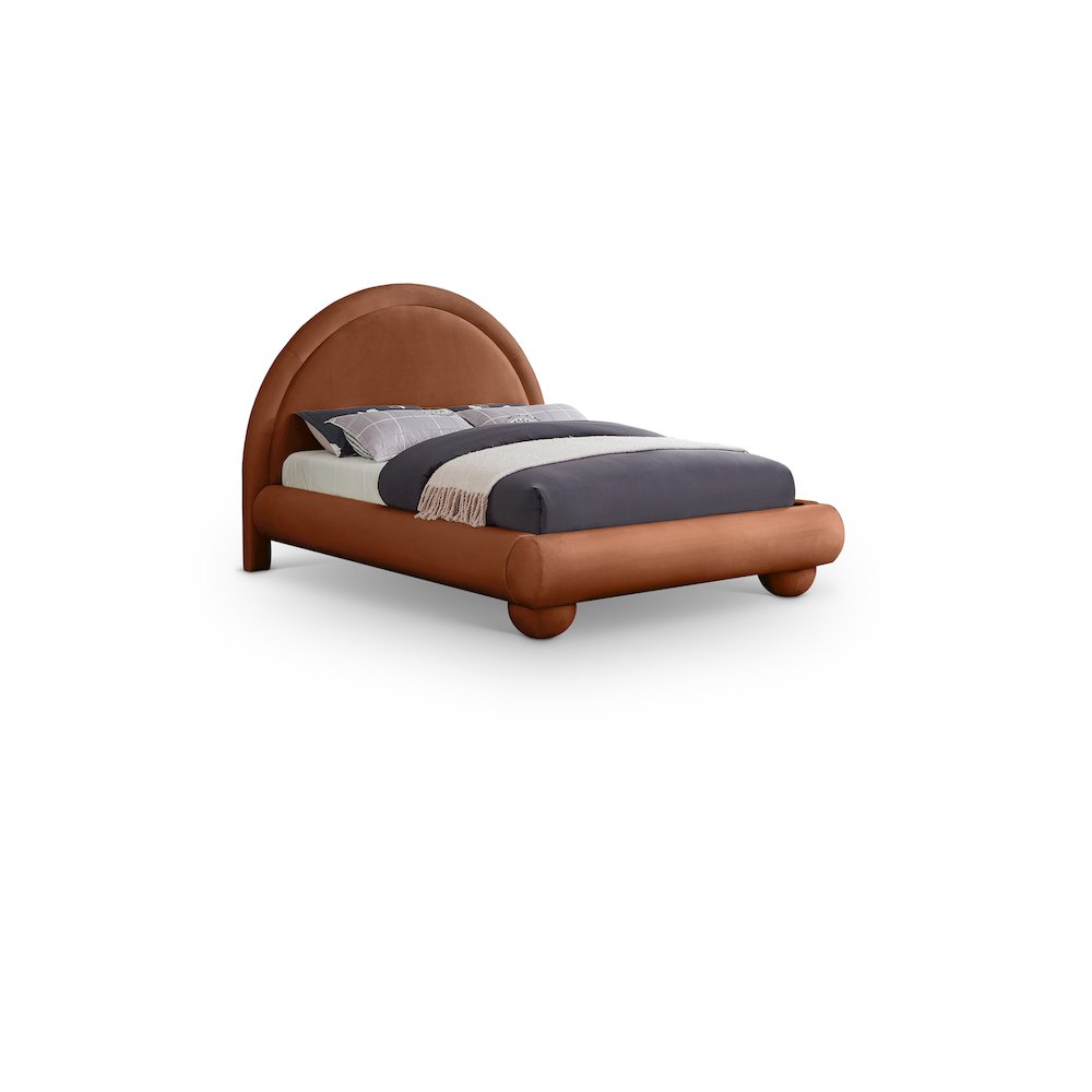 Madrid Cognac Velvet King Bed