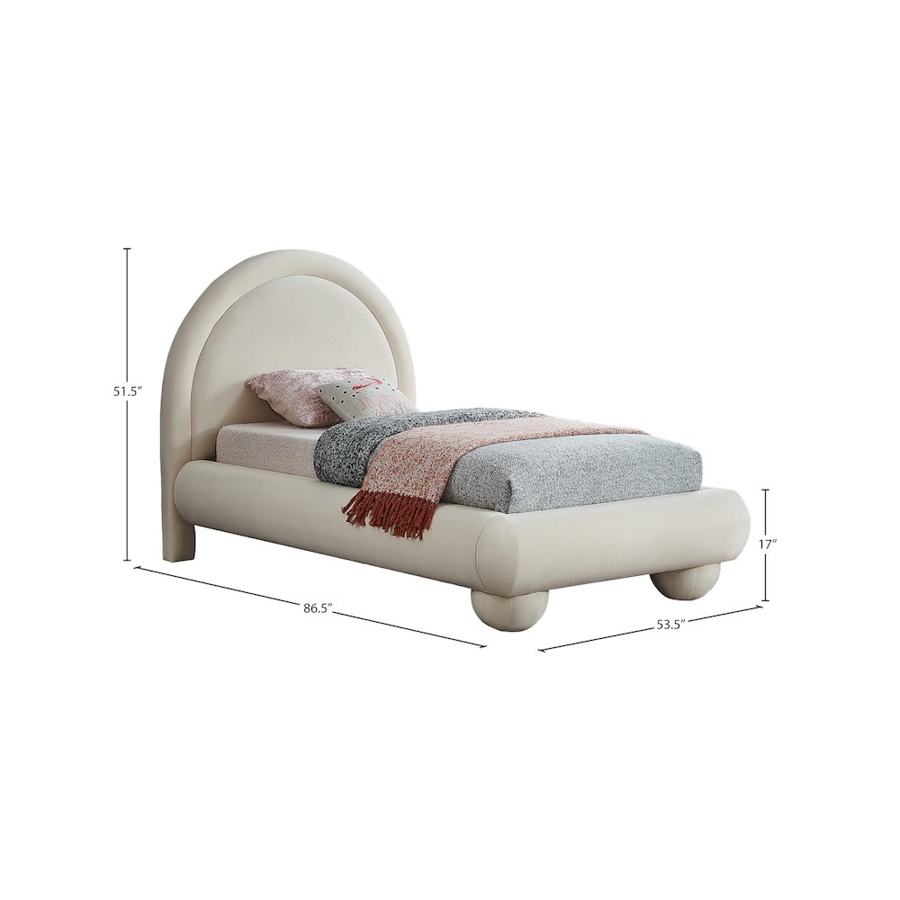 Madrid Cream Velvet Twin Bed