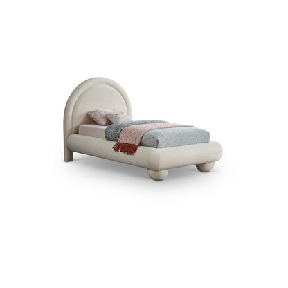 Madrid Cream Velvet Twin Bed