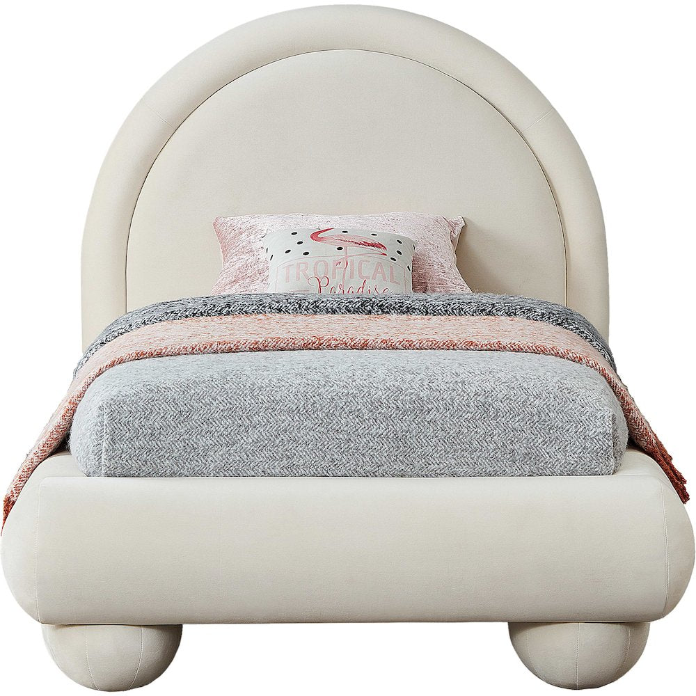 Madrid Cream Velvet Twin Bed