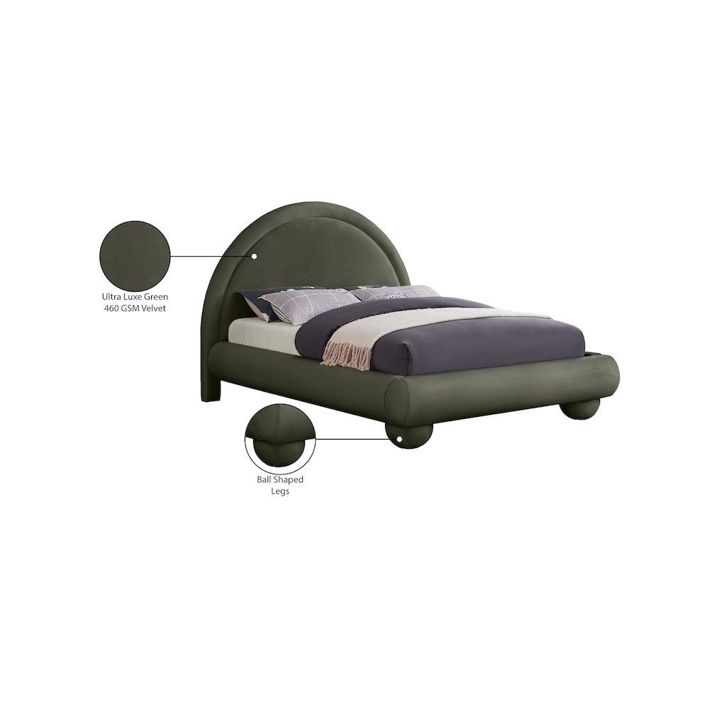 Madrid Green Velvet Queen Bed