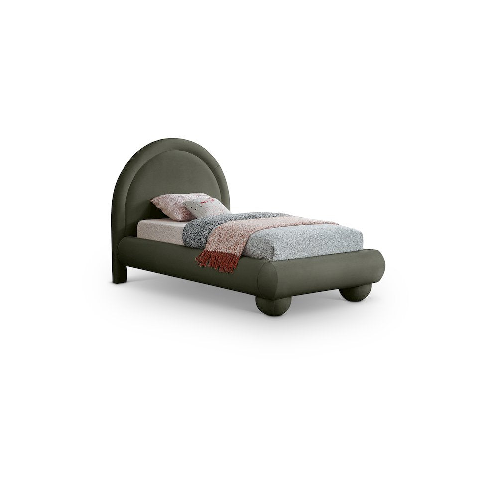 Madrid Green Velvet Twin Bed