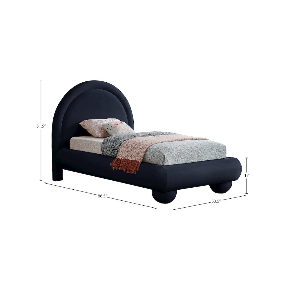Madrid Navy Velvet Twin Bed
