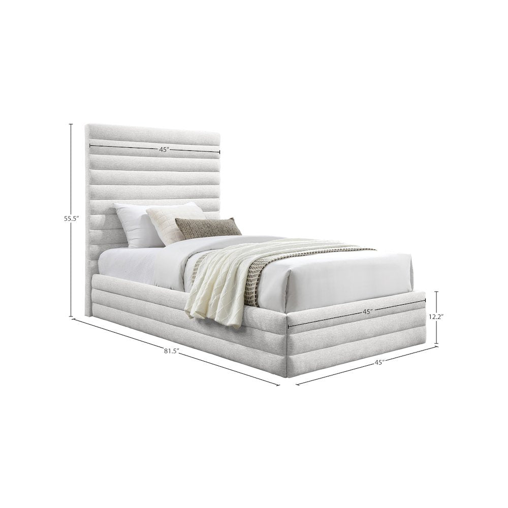 Maxwell Cream Linen Textured Fabric Twin Bed