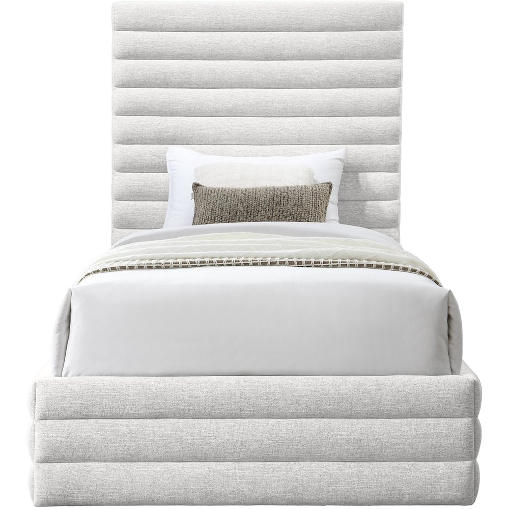 Maxwell Cream Linen Textured Fabric Twin Bed