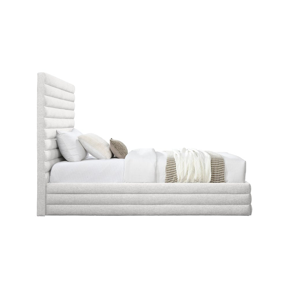Maxwell Cream Linen Textured Fabric Twin Bed