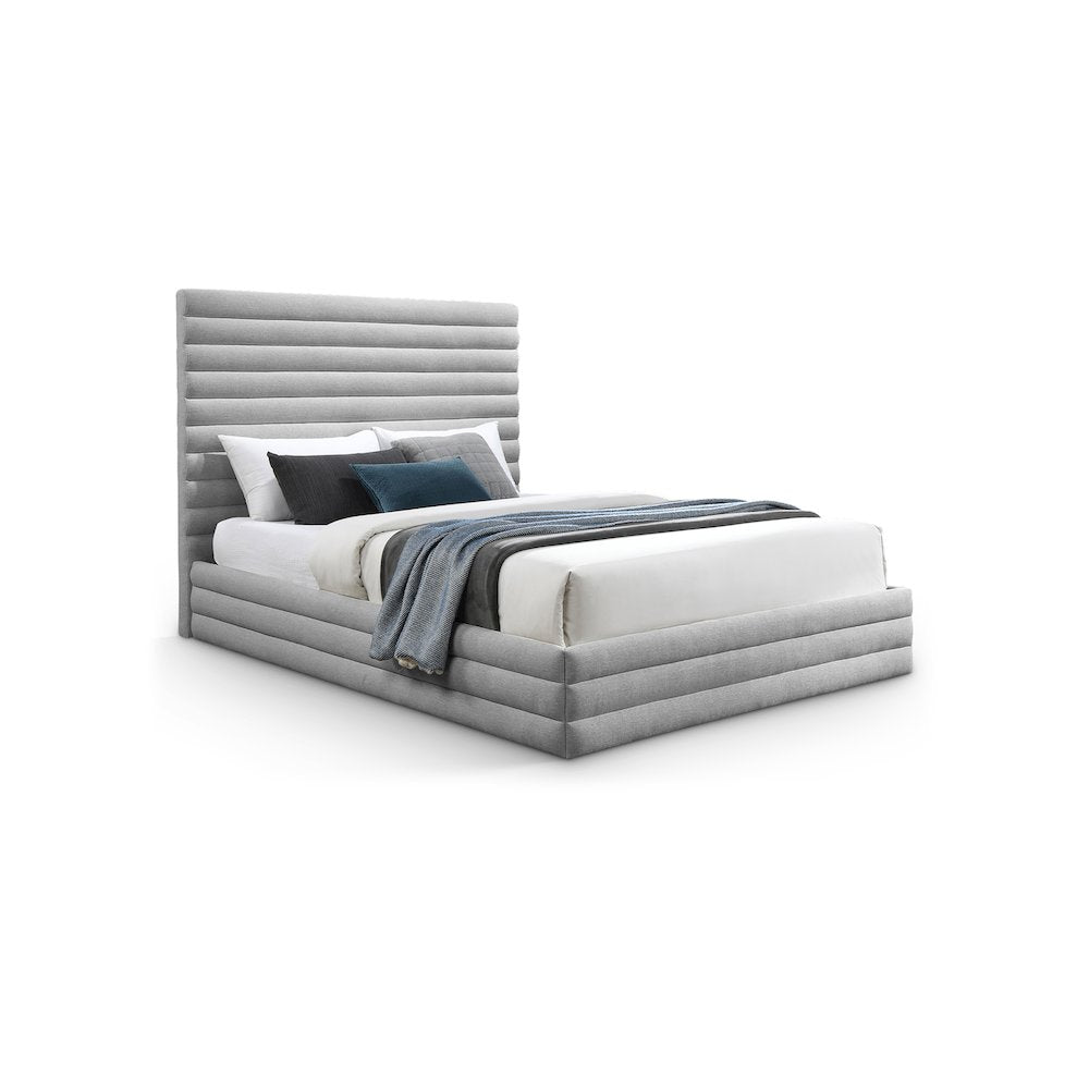 Maxwell Grey Linen Textured Fabric Full Bed