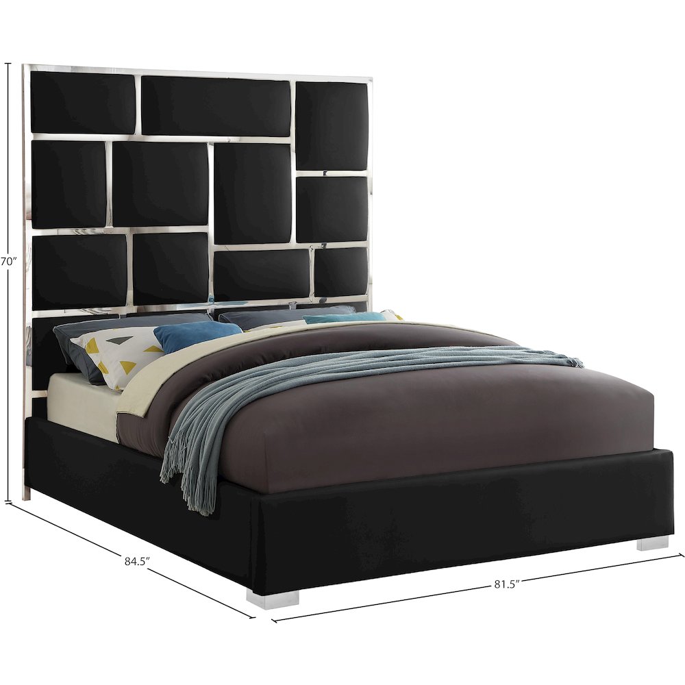 Milan Black Vegan Leather King Bed