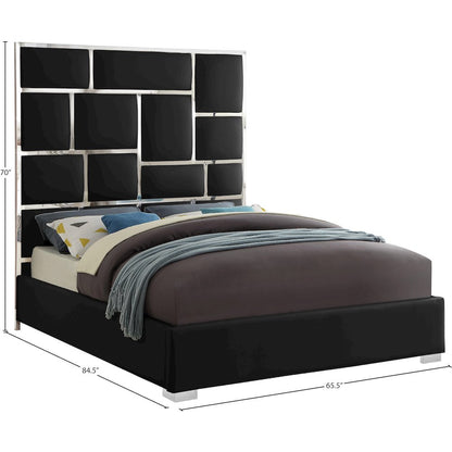 Milan Black Vegan Leather Queen Bed