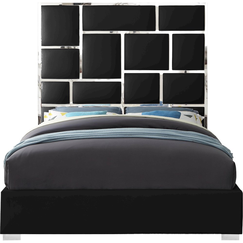 Milan Black Vegan Leather Queen Bed