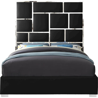 Milan Black Vegan Leather Queen Bed
