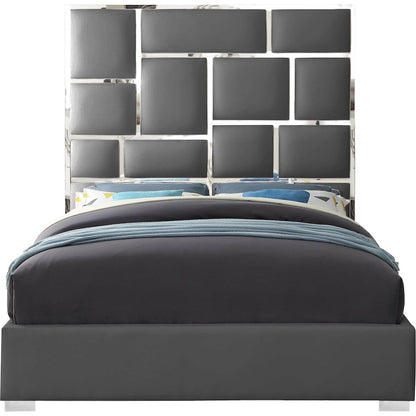 Milan Grey Vegan Leather Queen Bed