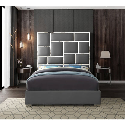 Milan Grey Vegan Leather Queen Bed
