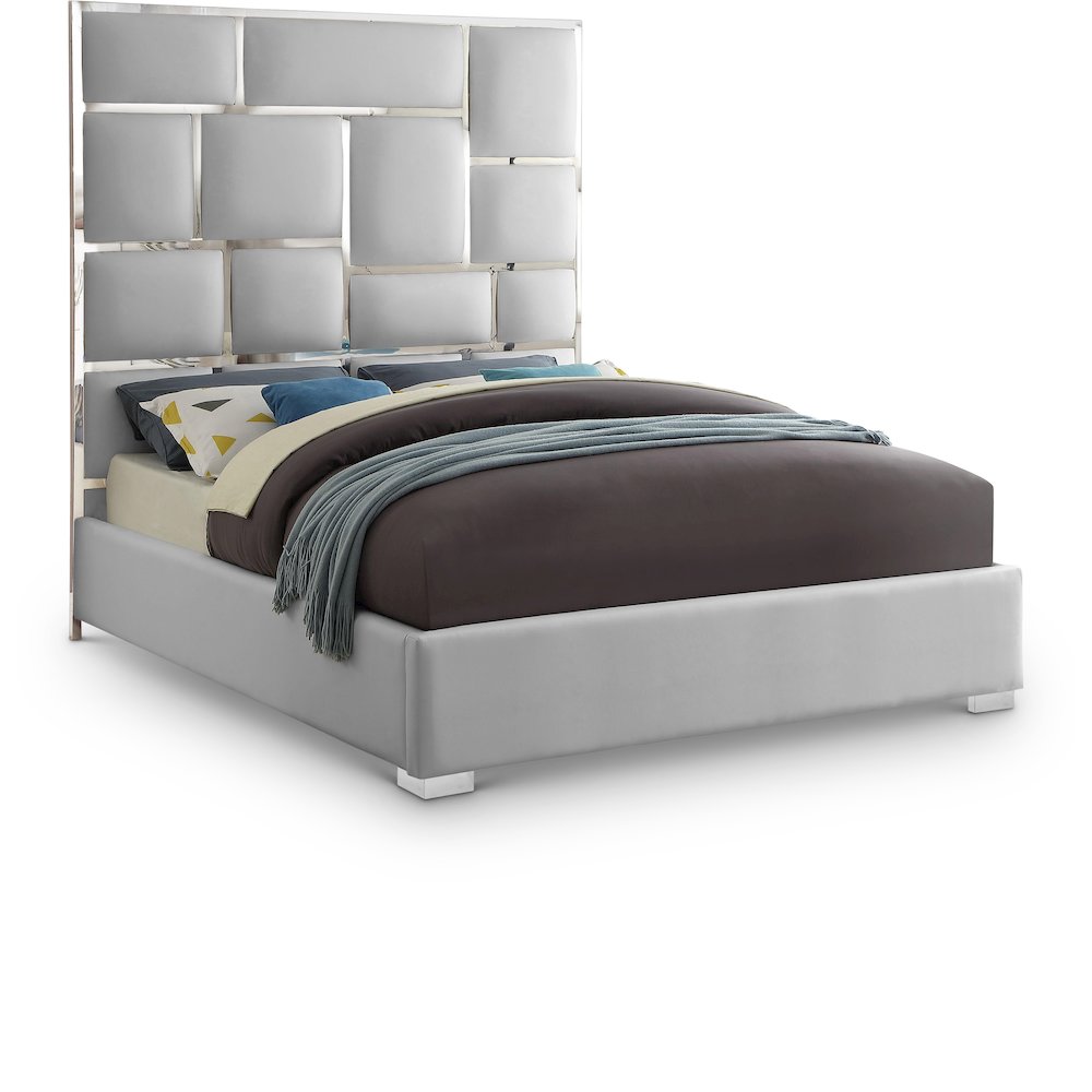 Milan White Vegan Leather King Bed