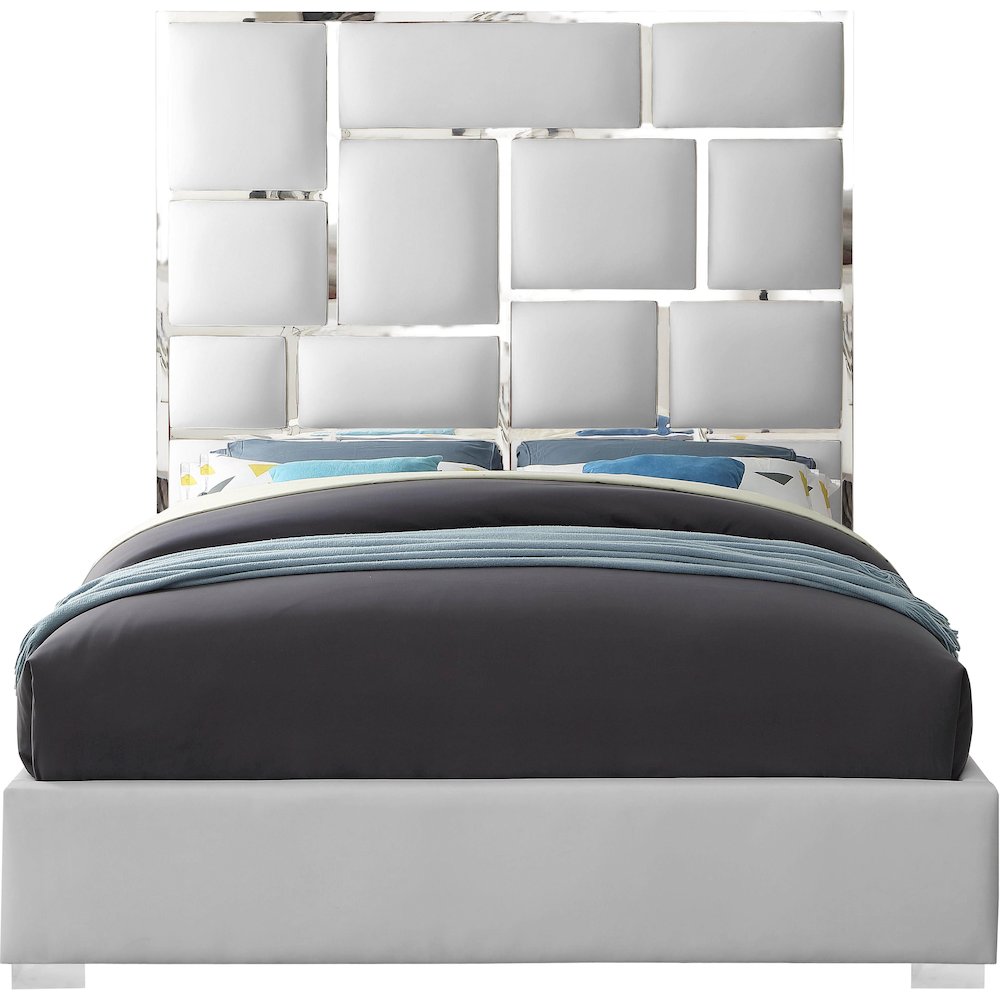 Milan White Vegan Leather King Bed