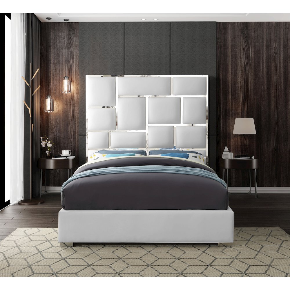Milan White Vegan Leather King Bed