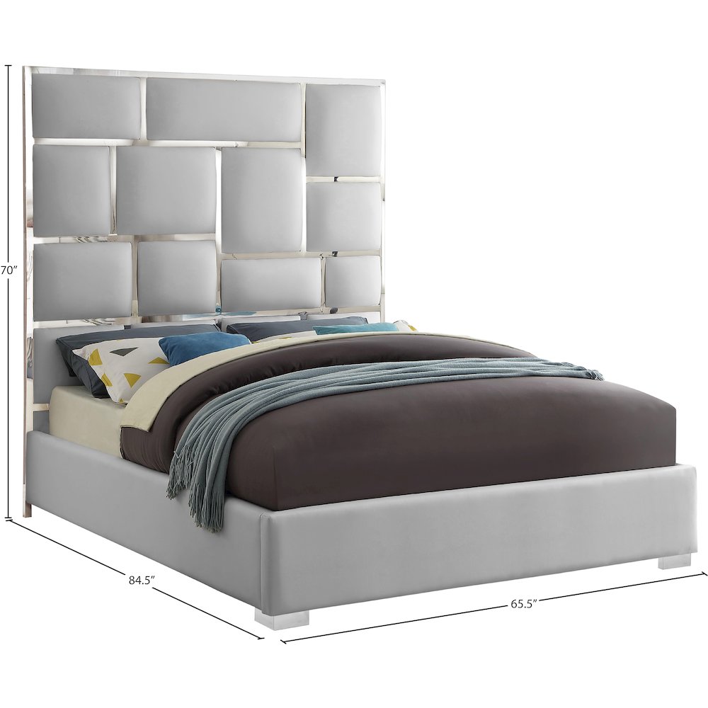 Milan White Vegan Leather Queen Bed