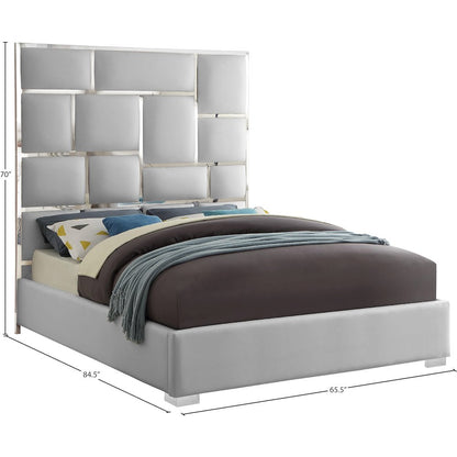 Milan White Vegan Leather Queen Bed