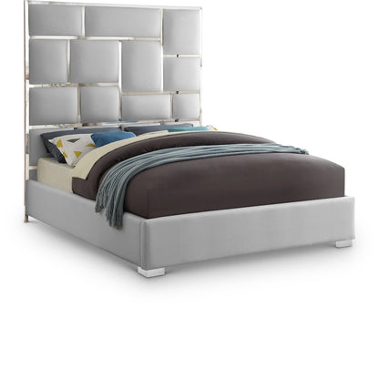 Milan White Vegan Leather Queen Bed