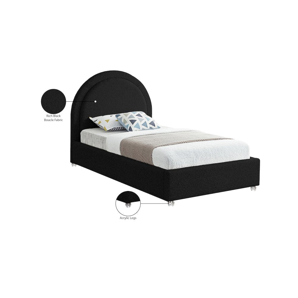 Milo Black Fabric Twin Bed
