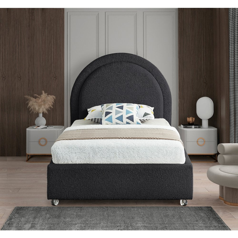 Milo Black Fabric Twin Bed