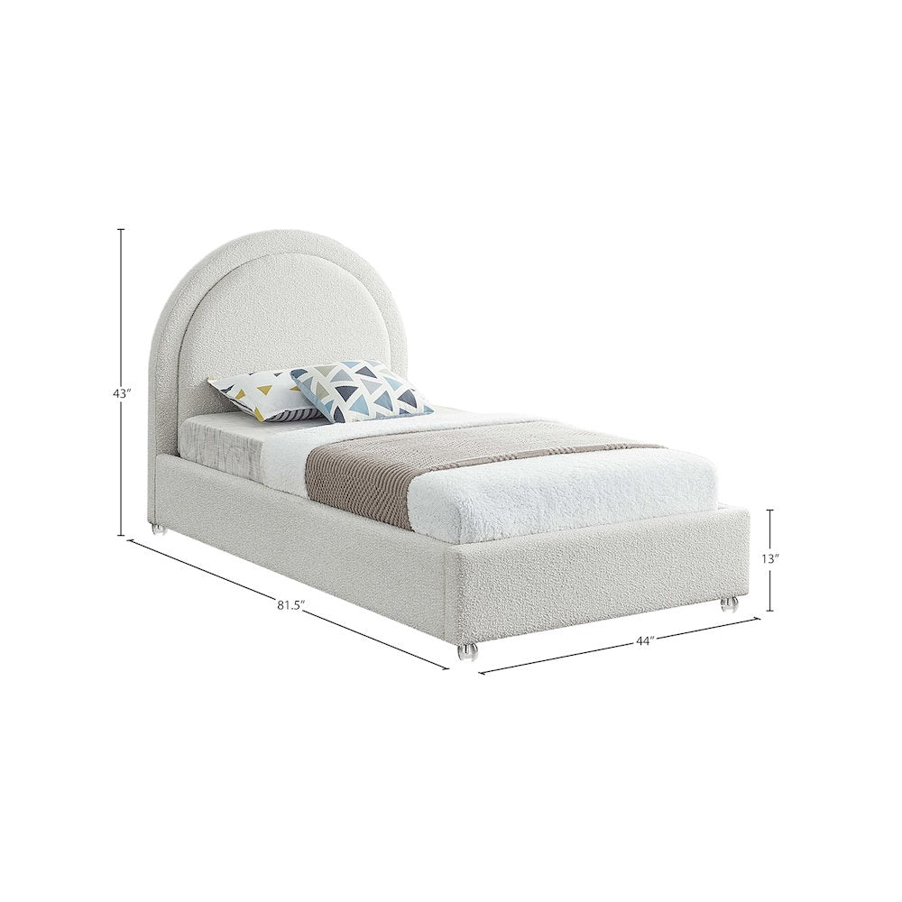 Milo Cream Fabric Twin Bed