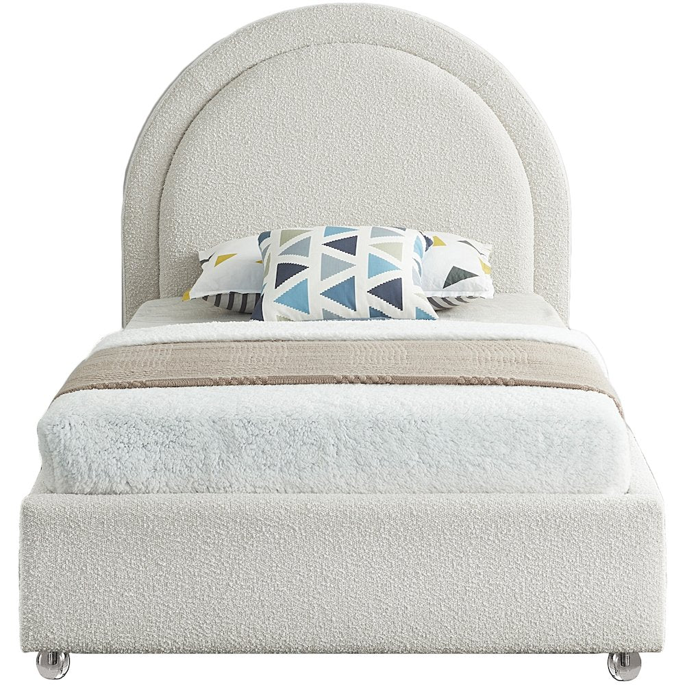 Milo Cream Fabric Twin Bed