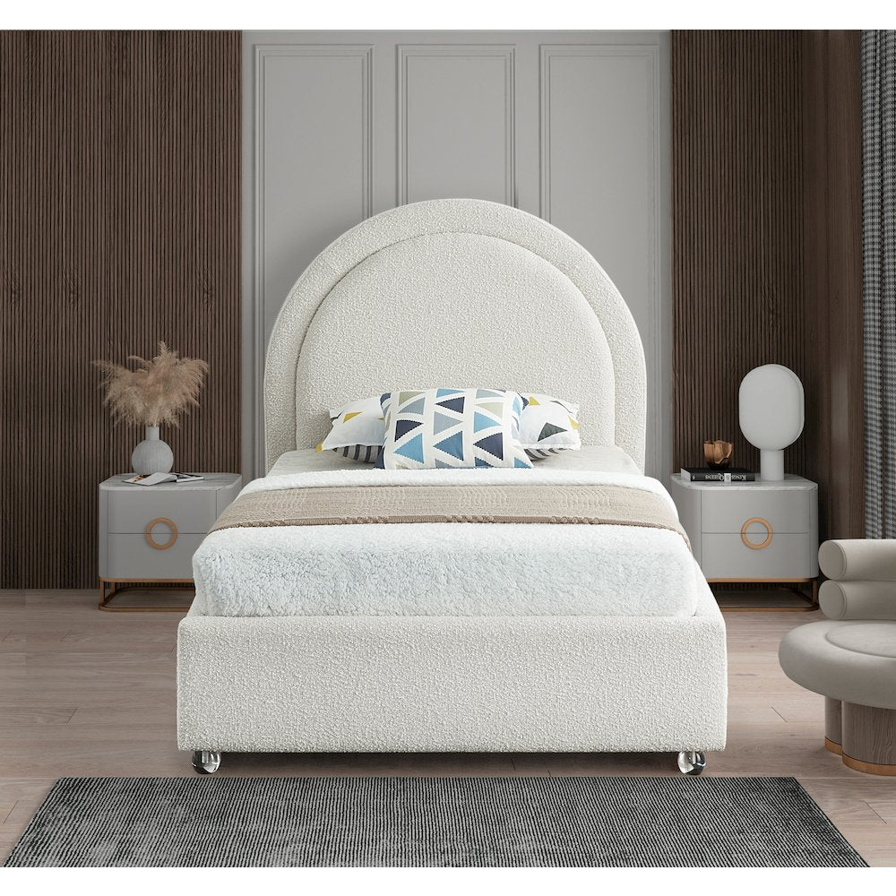 Milo Cream Fabric Twin Bed