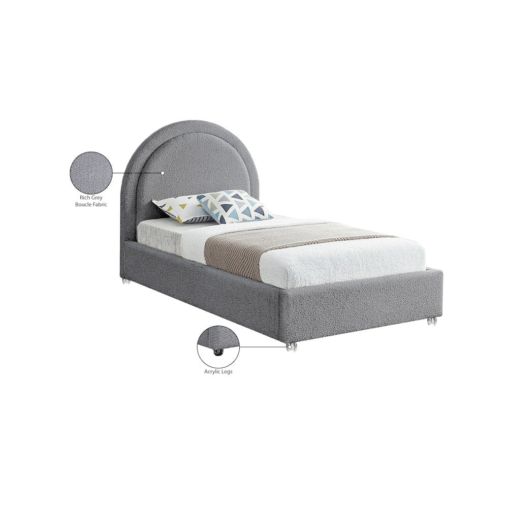 Milo Grey Fabric Twin Bed