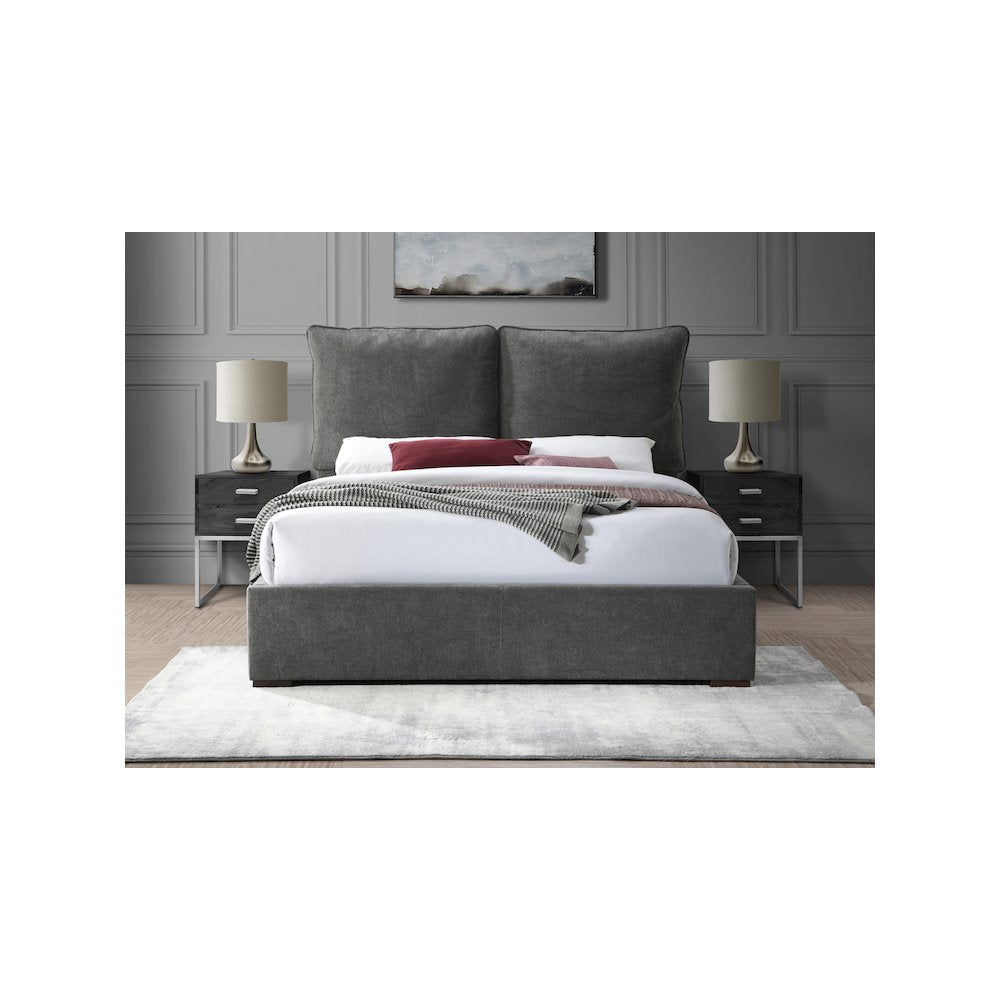 Misha Pepper Black Polyester Fabric King Bed