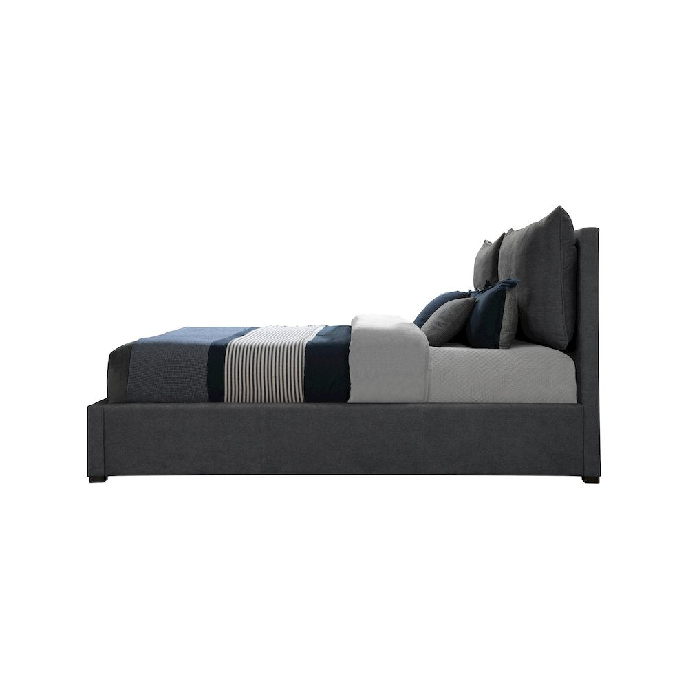Misha Pepper Black Polyester Fabric King Bed