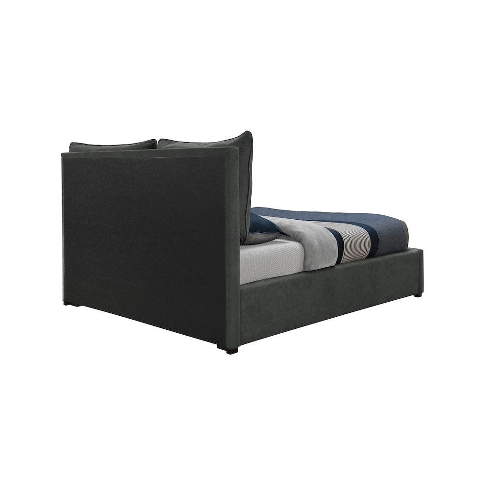 Misha Pepper Black Polyester Fabric King Bed