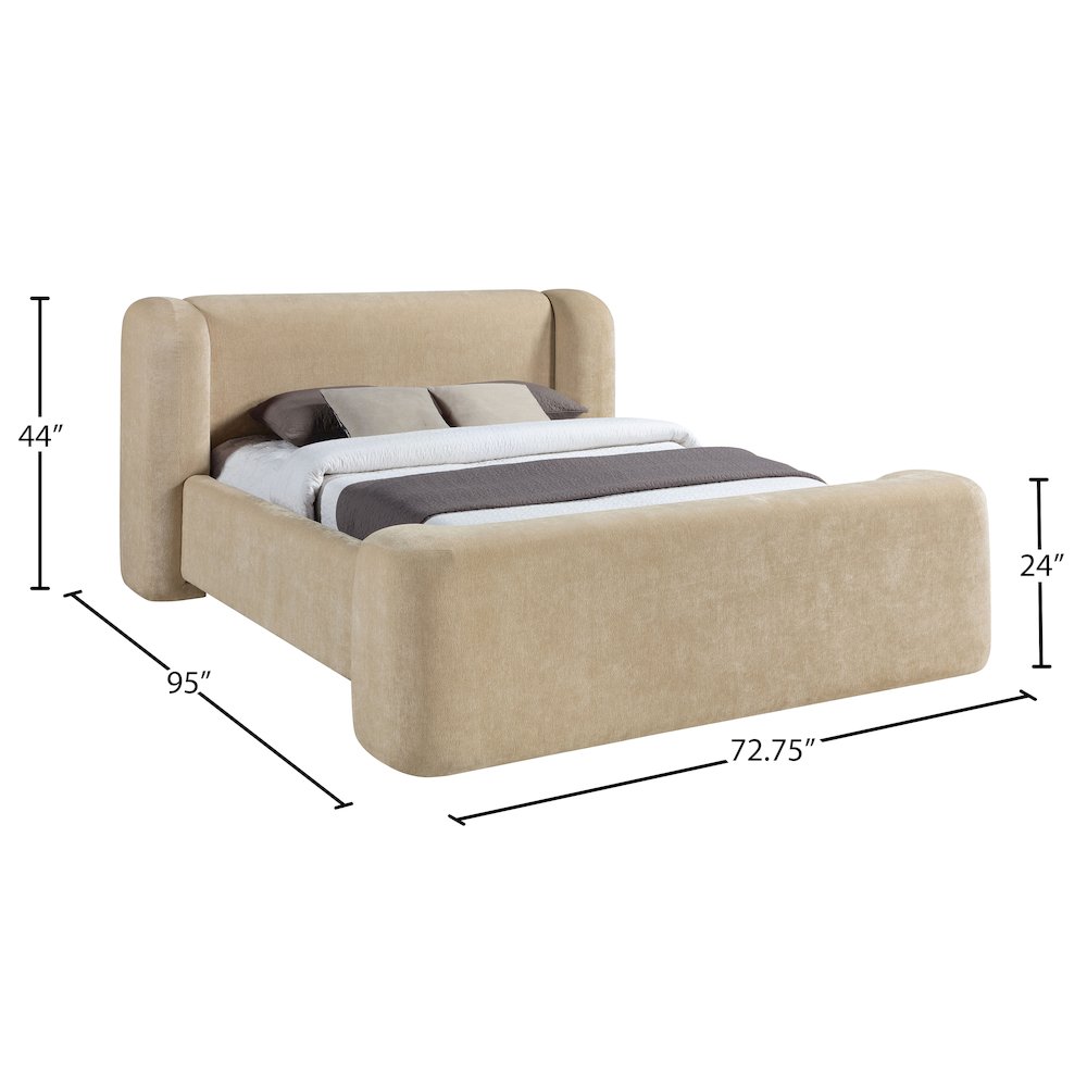 Modena Beige Chenille Fabric Upholstered Full Bed