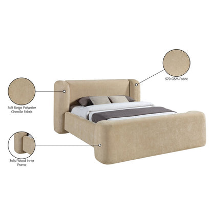 Modena Beige Chenille Fabric Upholstered Full Bed