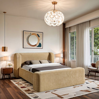 Modena Beige Chenille Fabric Upholstered Full Bed