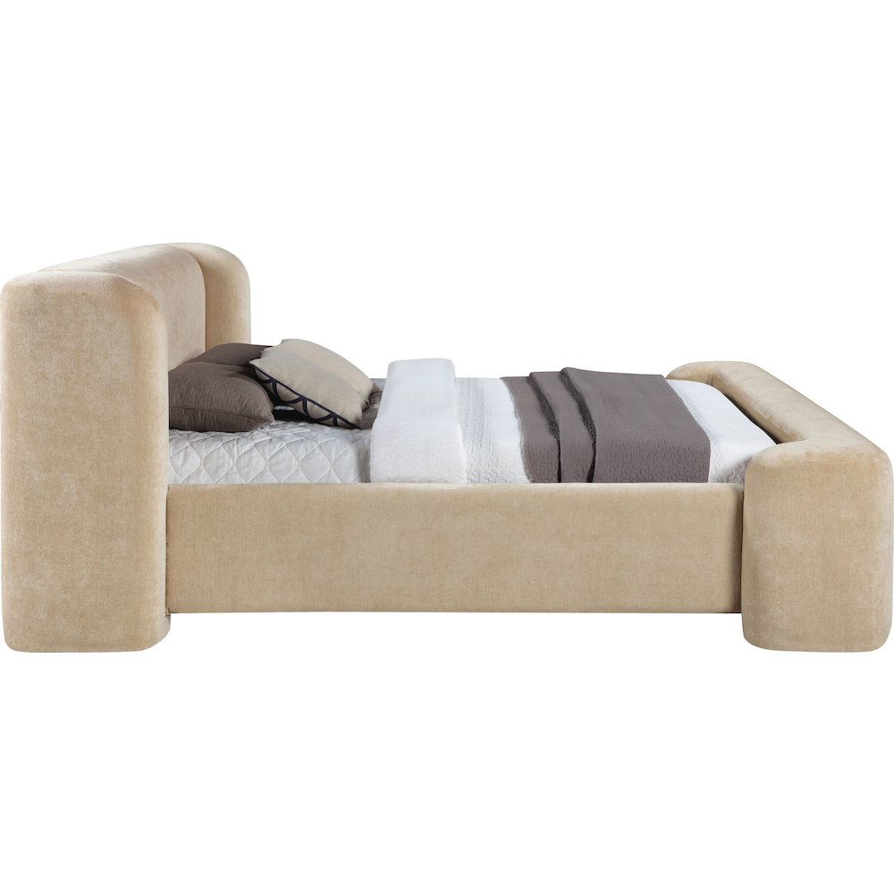 Modena Beige Chenille Fabric Upholstered Full Bed