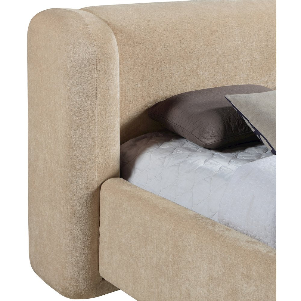 Modena Beige Chenille Fabric Upholstered Full Bed
