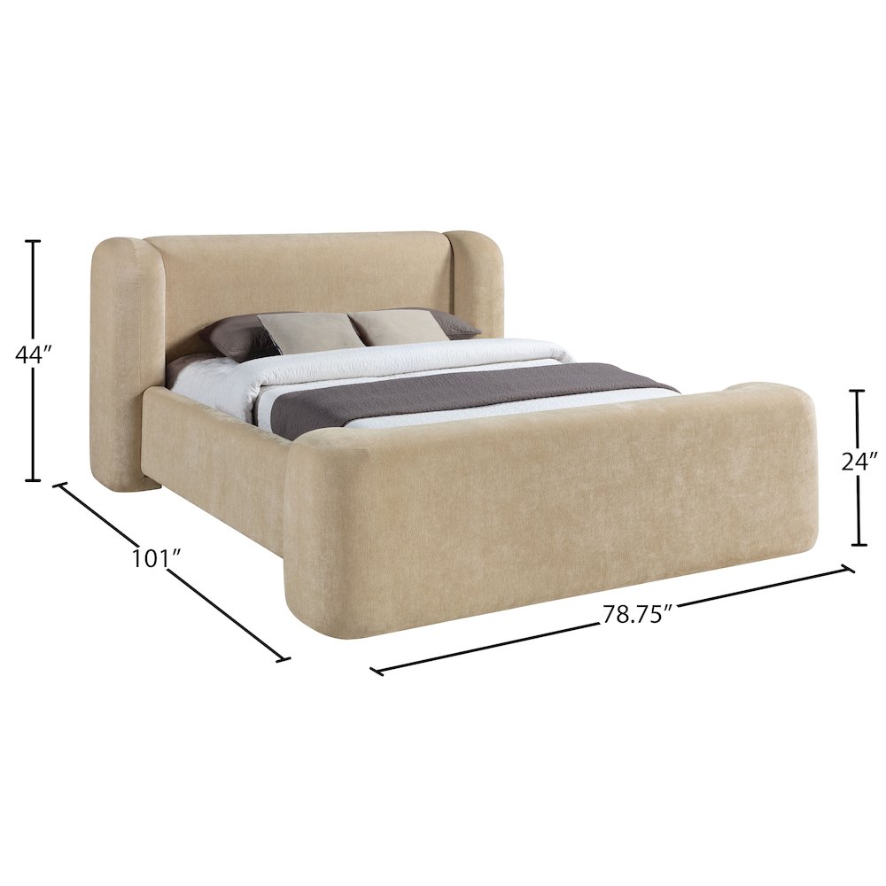 Modena Beige Chenille Fabric Upholstered Queen Bed