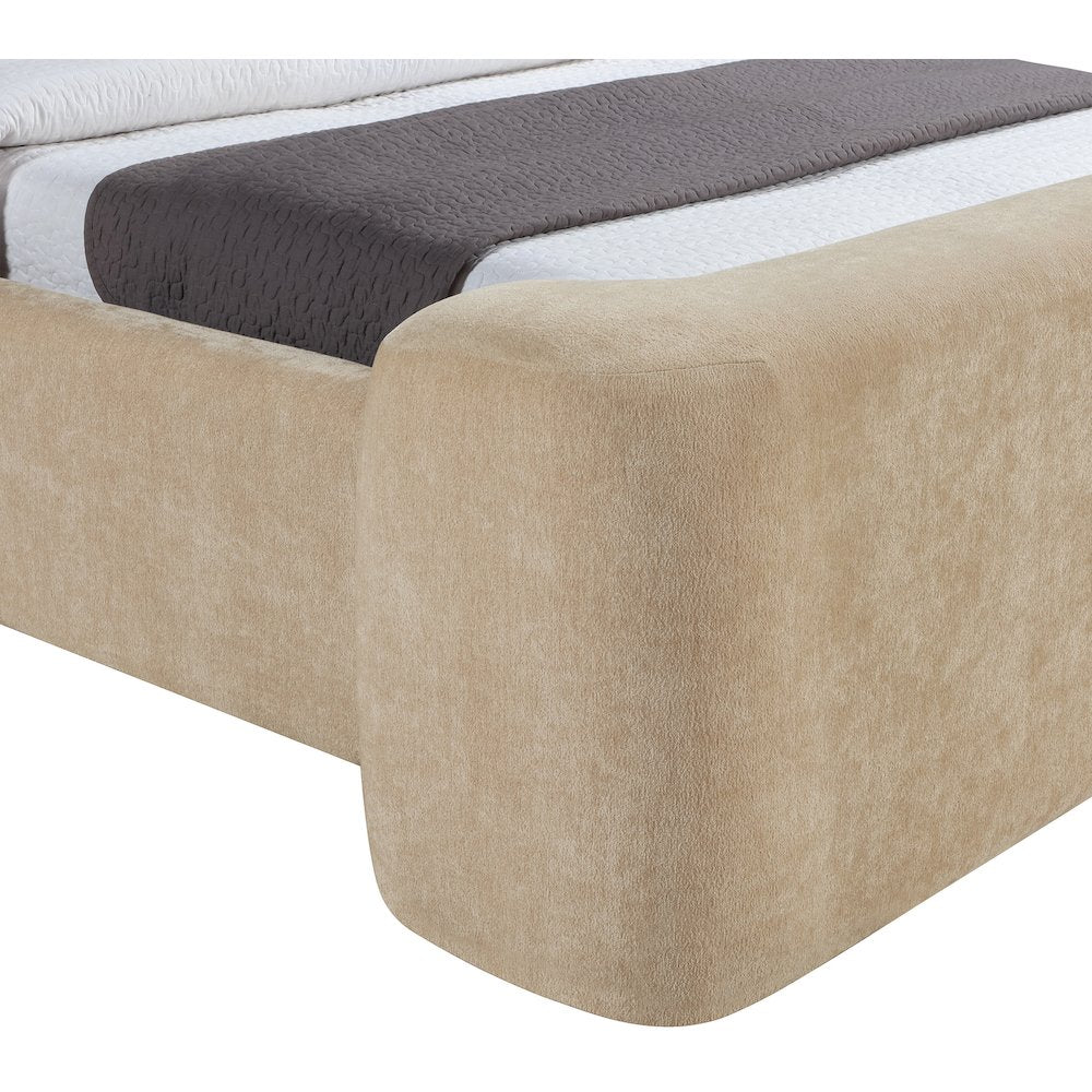 Modena Beige Chenille Fabric Upholstered Queen Bed