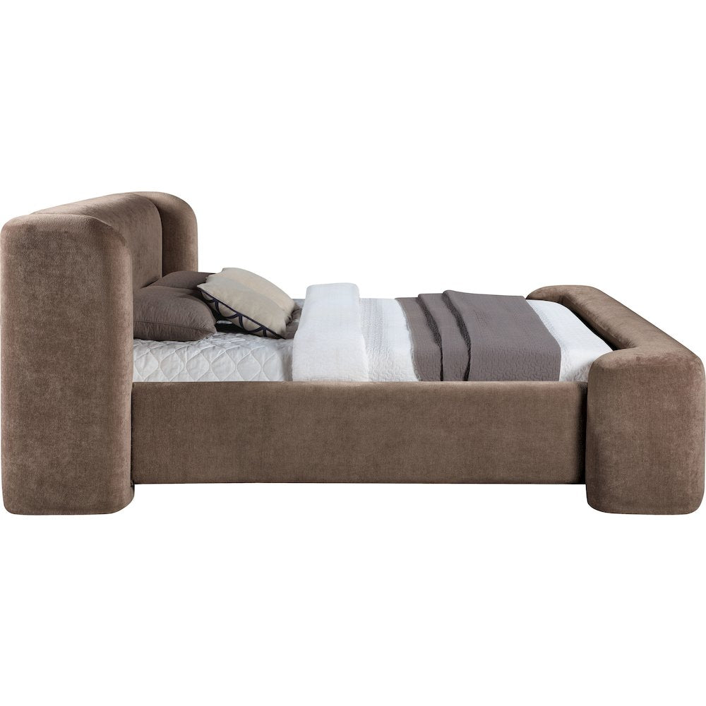 Modena Brown Chenille Fabric Upholstered Full Bed