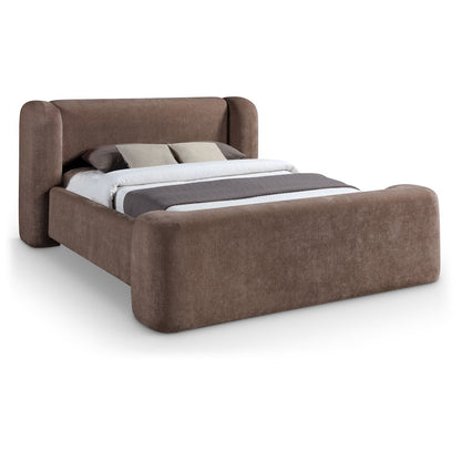 Modena Brown Chenille Fabric Upholstered King Bed
