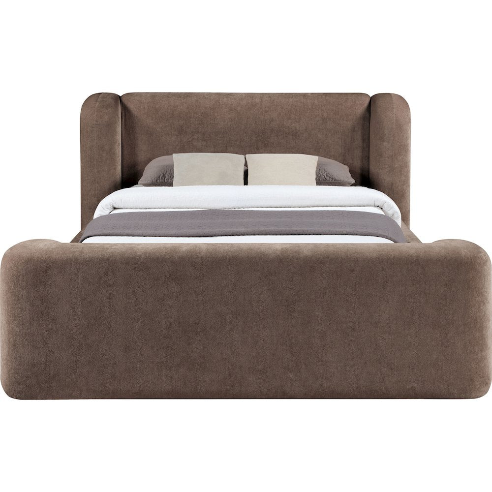 Modena Brown Chenille Fabric Upholstered King Bed