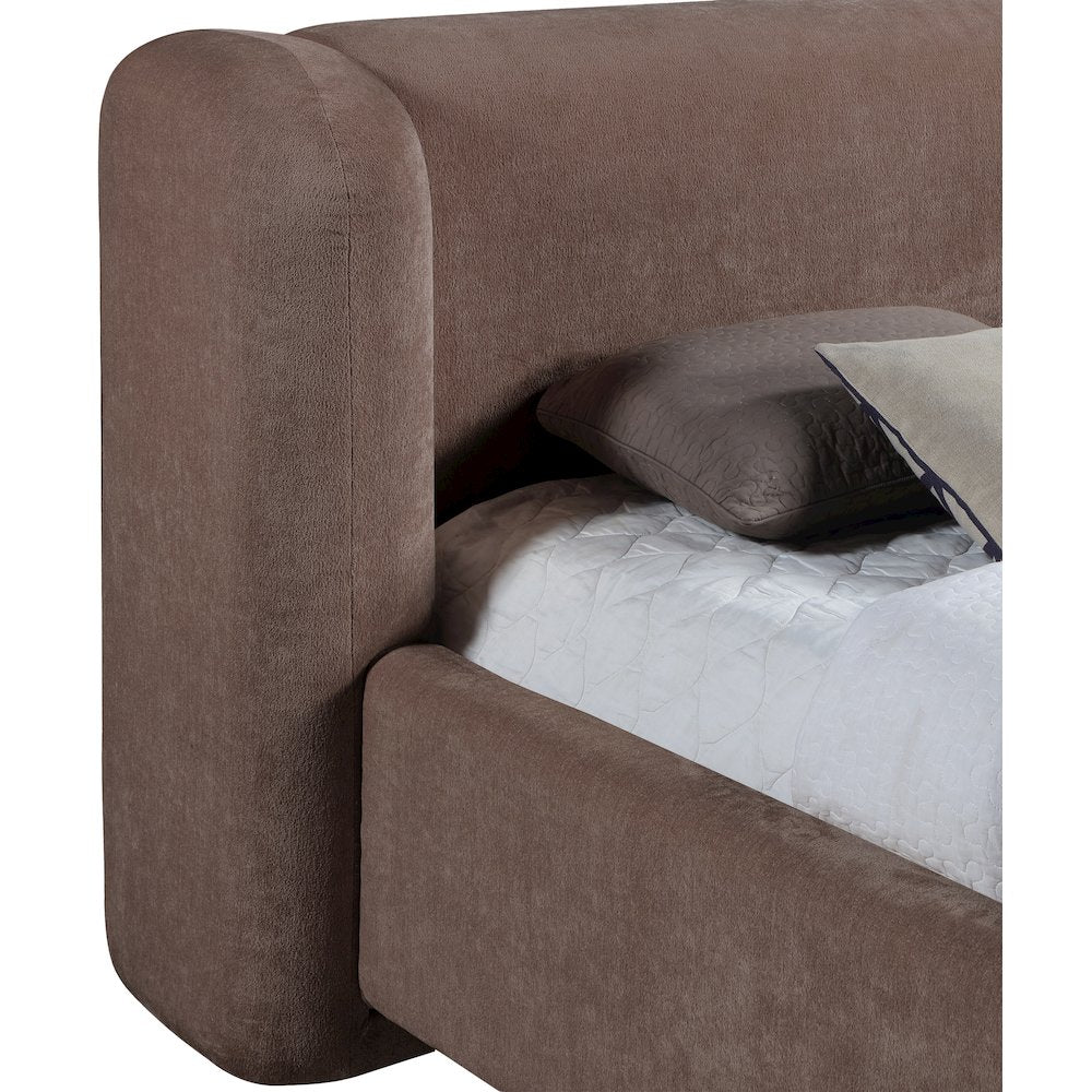 Modena Brown Chenille Fabric Upholstered King Bed
