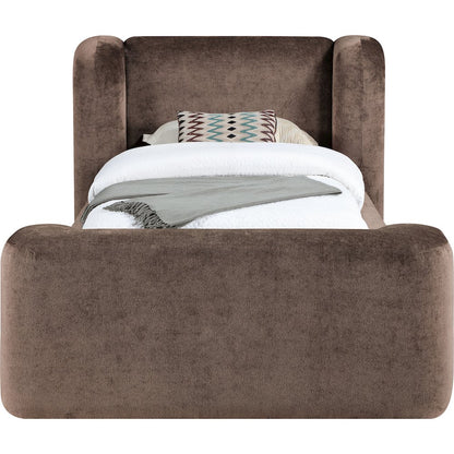 Modena Brown Chenille Fabric Upholstered Twin Bed