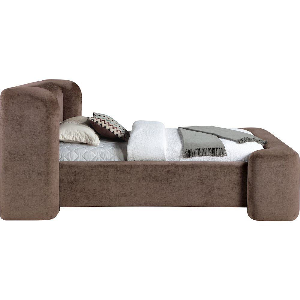 Modena Brown Chenille Fabric Upholstered Twin Bed