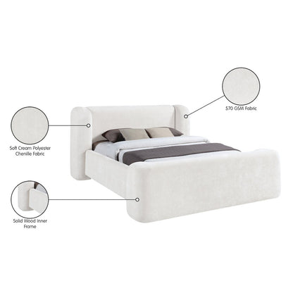 Modena Cream Chenille Fabric Upholstered Full Bed