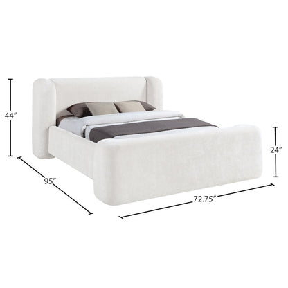 Modena Cream Chenille Fabric Upholstered Full Bed