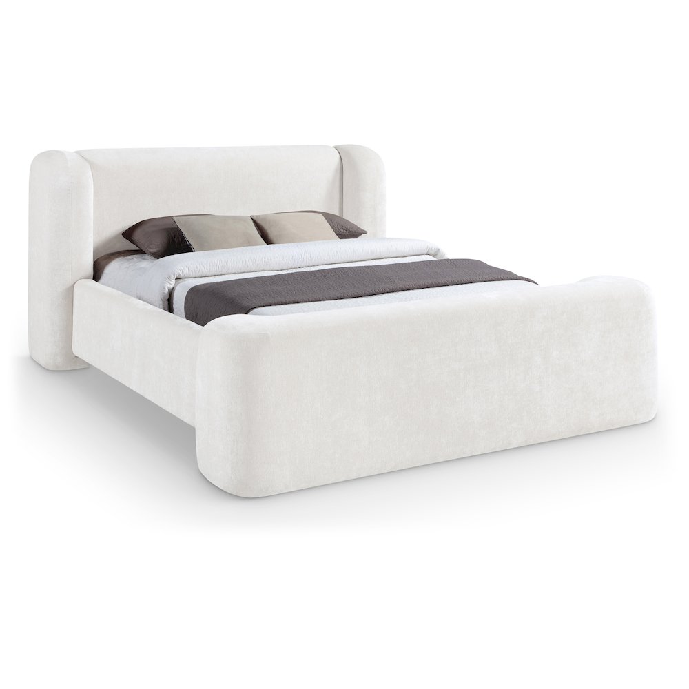Modena Cream Chenille Fabric Upholstered Full Bed