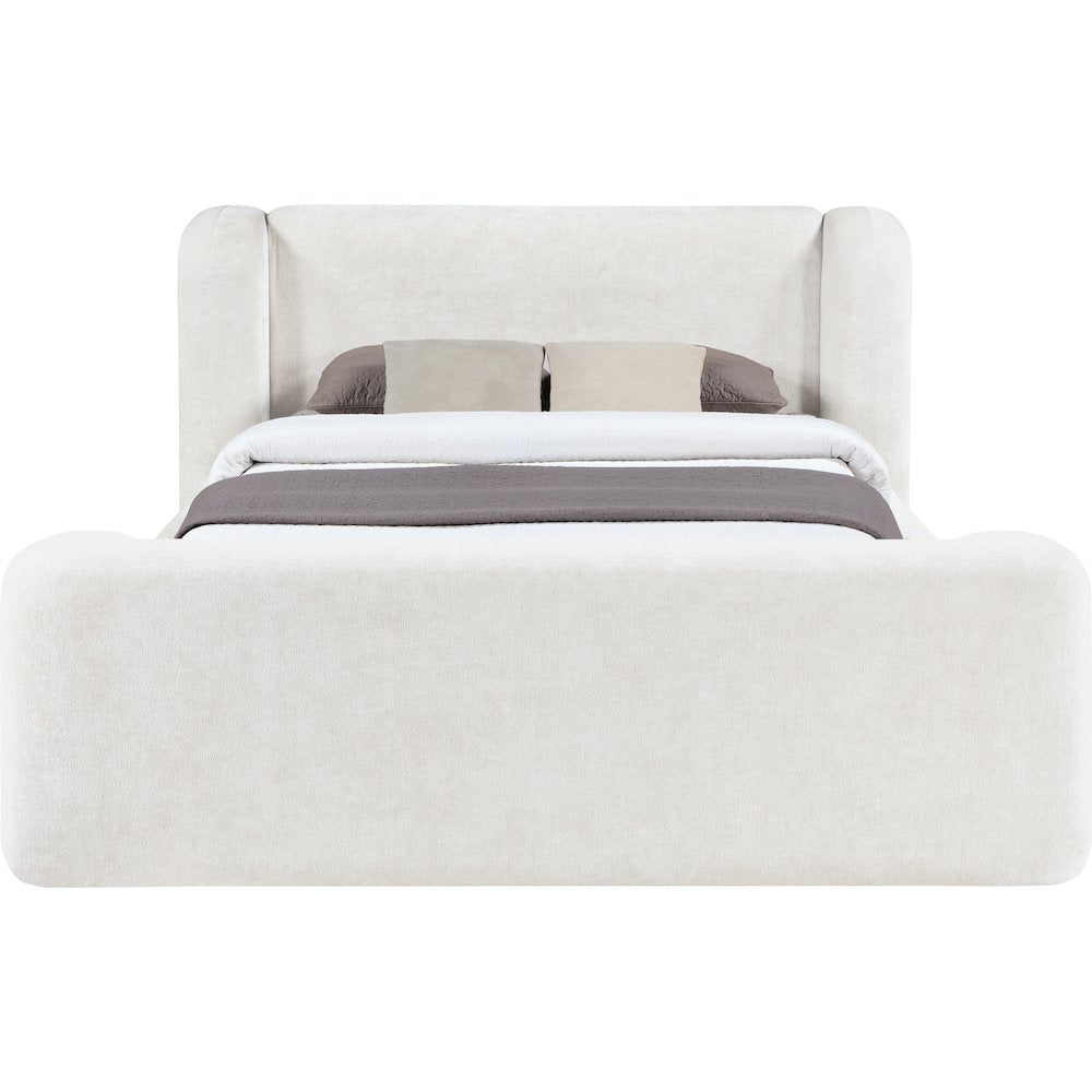 Modena Cream Chenille Fabric Upholstered Full Bed