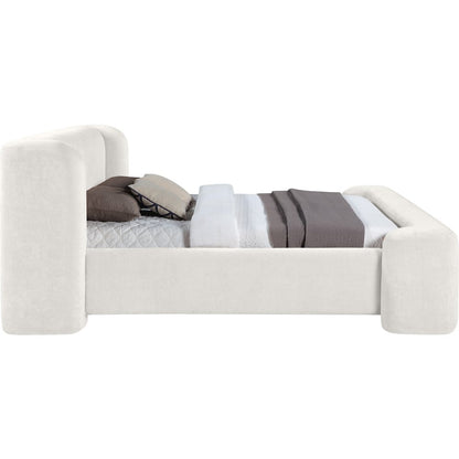Modena Cream Chenille Fabric Upholstered Full Bed